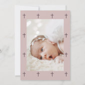 Paarse Kruis Kalligrafie Taupe Fotodoop Kaart (Achterkant)