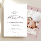 Paarse Kruis Kalligrafie Taupe Fotodoop Kaart