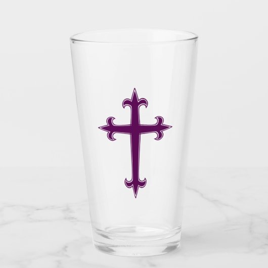 Paarse Kruis Lent- en Advent Devotionele Kunst Glas (Voorkant)