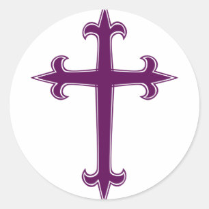 Paarse Kruis Lent- en Advent Devotionele Kunst Ronde Sticker