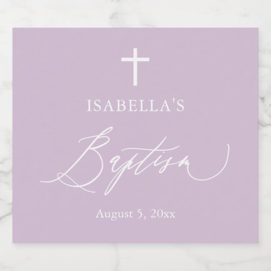 Paarse kruis meisje doop mousserende wijnfles la sparkling wijnetiket (Enkel label)