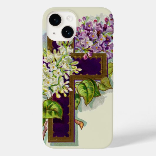 Paarse Kruis Met Bloemen Case-Mate iPhone Case (Achterkant)