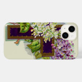 Paarse Kruis Met Bloemen Case-Mate iPhone Case (Achterkant (horizontaal))
