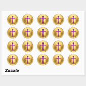 Paarse Kruis op Gouden Envelope Zegel Sticker (Vel)