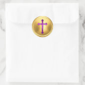 Paarse Kruis op Gouden Envelope Zegel Sticker (Tas)