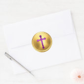 Paarse Kruis op Gouden Envelope Zegel Sticker (Envelop)