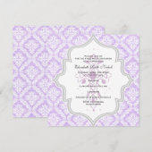 Paarse Kruis witte damast burlap Eerste Communie Kaart (Voorkant / Achterkant)