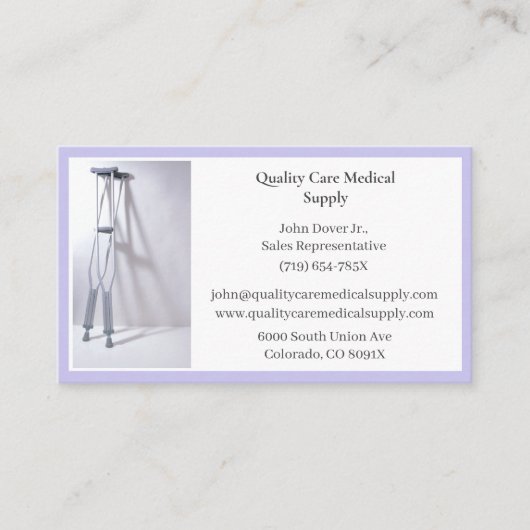 Paarse Krukken Apparatuur Medische Senior Care Visitekaartje (Voorkant)