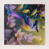 Paarse Kuif Gele Borst Fantasie Vogel Legpuzzel (Horizontaal)