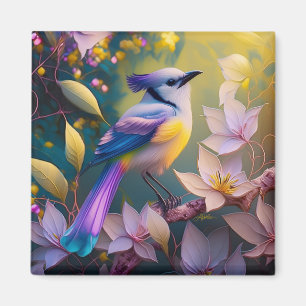 Paarse Kuif Gele Borst Fantasie Vogel Magneet