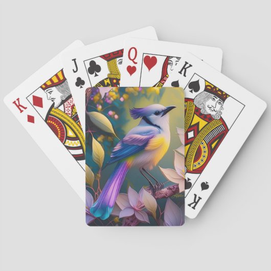 Paarse Kuif Gele Borst Fantasie Vogel Pokerkaarten (Achterkant)