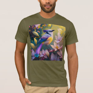 Paarse Kuif Gele Borst Fantasie Vogel T-shirt
