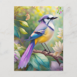 Paarse KuifJay Fantasie Vogel Briefkaart