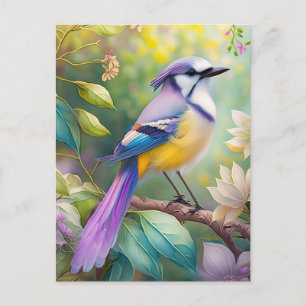 Paarse KuifJay Fantasie Vogel Briefkaart