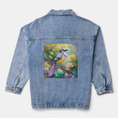 Paarse KuifJay Fantasie Vogel Denim Jacket (Achterkant)