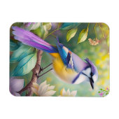 Paarse KuifJay Fantasie Vogel Magneet (Horizontaal)