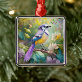 Paarse KuifJay Fantasie Vogel Metalen Ornament