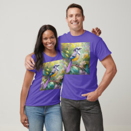 Paarse KuifJay Fantasie Vogel T-shirt