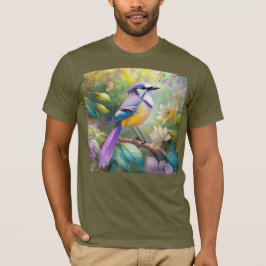 Paarse KuifJay Fantasie Vogel T-shirt