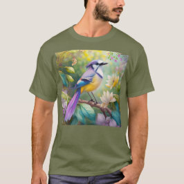Paarse KuifJay Fantasie Vogel T-shirt