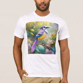 Paarse KuifJay Fantasie Vogel T-shirt