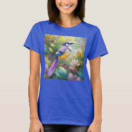 Paarse KuifJay Fantasie Vogel T-shirt
