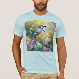 Paarse KuifJay Fantasie Vogel T-shirt