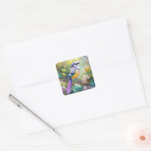 Paarse KuifJay Fantasie Vogel Vierkante Sticker (Envelop)