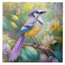 Paarse Kuifjay Fantasy Vogel