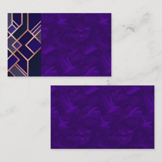 Paarse Kunst Deco China Visitekaartje van zijde (Voorkant / Achterkant)