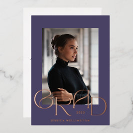 Paarse kunst Deco Tyopgrafie Afstuderen Foto 2022 Folie Uitnodiging