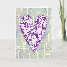 Paarse Kunst Hart en Patroon Valentijnskaart Kaart