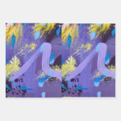 Paarse Kunst Inpakpapier Plat Vel Set van 3 (Voorkant 3)