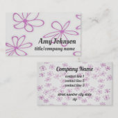 paarse kunst met schattige bloemen, op maat, dubbe visitekaartje (Voorkant / Achterkant)