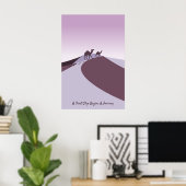 Paarse kunst, slogan, kamelen lopen door de woesti poster (Thuiskantoor)
