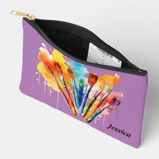 Paarse kunst thema potlood / toiletschool etui (Open)