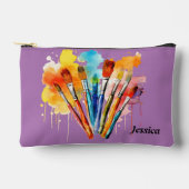 Paarse kunst thema potlood / toiletschool etui (Voorkant)