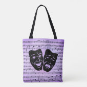 Paarse kunst verenigt bioscoopmaskers tote bag (Achterkant)