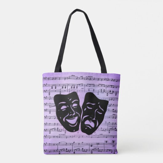 Paarse kunst verenigt bioscoopmaskers tote bag (Achterkant)