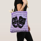 Paarse kunst verenigt bioscoopmaskers tote bag (Dichtbij)