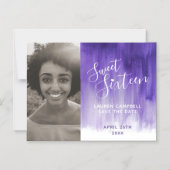 Paarse kunst - zestien foto op de datum magnetische uitnodiging (Voorkant)