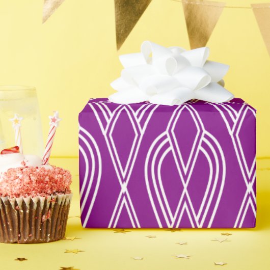 Paarse kunstbedden cadeaupapier (Verjaardagsfeest)