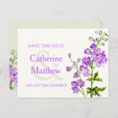 Paarse kunstbloem van Delphinium, met uitzondering Aankondigingskaart (Voorkant / Achterkant)