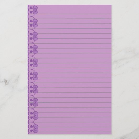 Paarse kunstgebitserij met deklaag briefpapier (Voorkant)