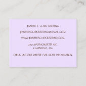 Paarse kunstleraar / tutor / opvoeder kunstklas visitekaartje (Achterkant)