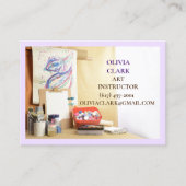 Paarse kunstleraar / tutor / opvoeder kunstklas visitekaartje (Voorkant)