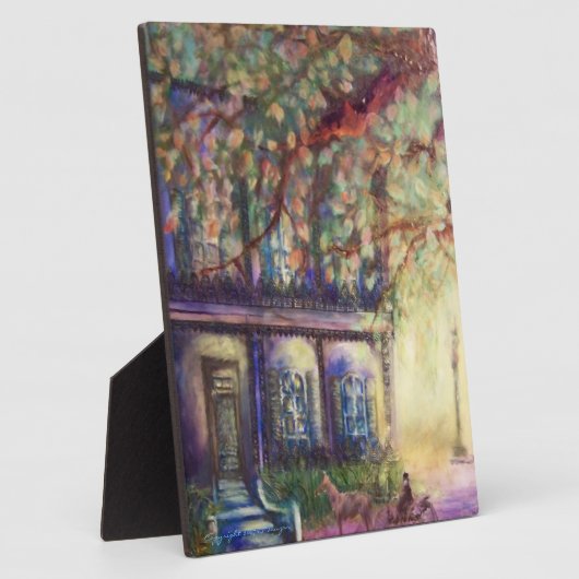 Paarse kunstplak in Townhouse met easel Fotoplaat (Zijkant)