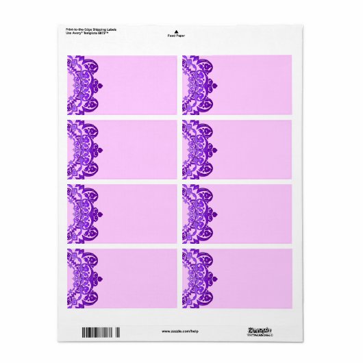 Paarse  kunstvlies, blanco grote etiketten (Full Sheet)