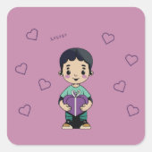 Paarse kussen vierkante sticker (Voorkant)