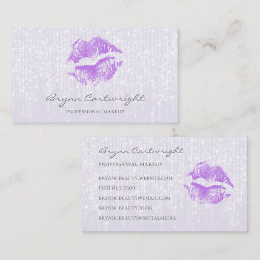 Paarse kussenlippen met subtiele Twinkle Lights ma Visitekaartje (Voorkant / Achterkant)